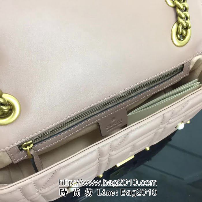 GUCCI古馳原單 新款專櫃品質原單貨實物實拍443497珍珠奶茶鏈條單肩斜挎包 HY1214